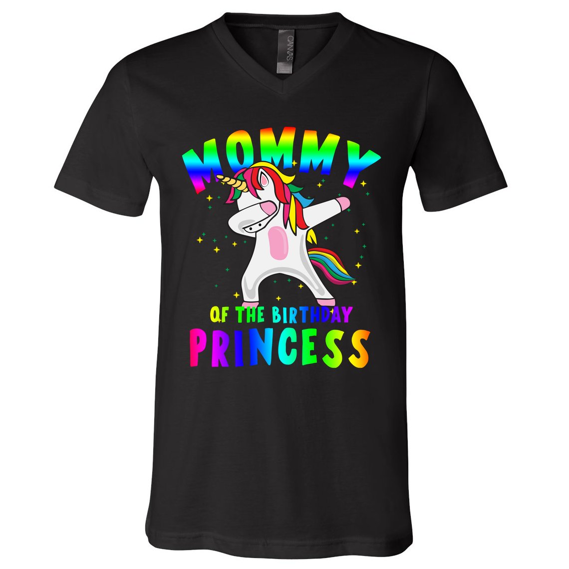 Mommy Of The Birthday Princess Magical Unicorn V-Neck T-Shirt
