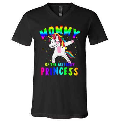 Mommy Of The Birthday Princess Magical Unicorn V-Neck T-Shirt