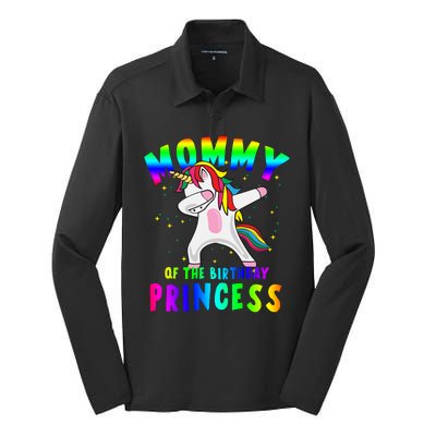 Mommy Of The Birthday Princess Magical Unicorn Silk Touch Performance Long Sleeve Polo