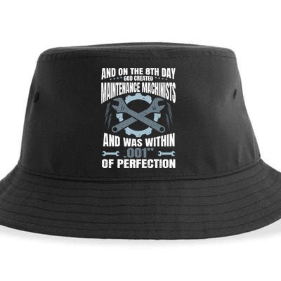 Machining On The 8th Day God Created Maintenance Machinist Gift Sustainable Bucket Hat