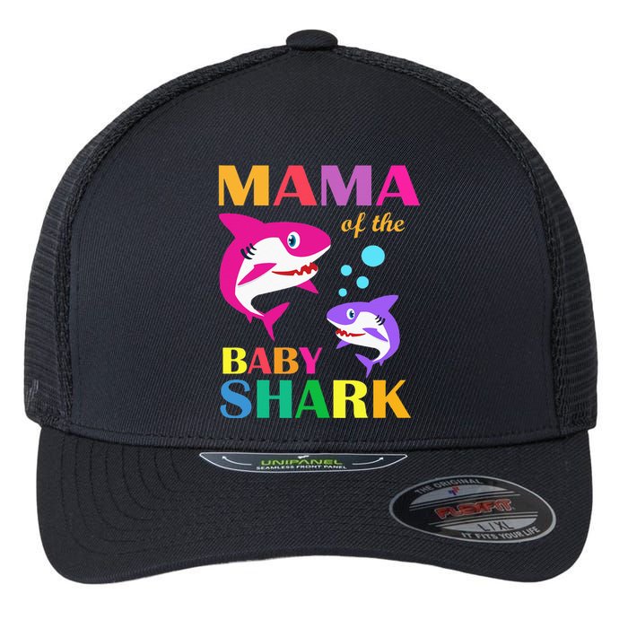 Mama Of The Baby Birthday Shark Mama Shark Mother's Day Flexfit Unipanel Trucker Cap