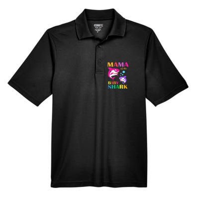 Mama Of The Baby Birthday Shark Mama Shark Mother's Day Men's Origin Performance Piqué Polo