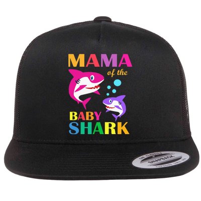 Mama Of The Baby Birthday Shark Mama Shark Mother's Day Flat Bill Trucker Hat