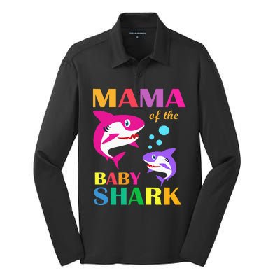 Mama Of The Baby Birthday Shark Mama Shark Mother's Day Silk Touch Performance Long Sleeve Polo