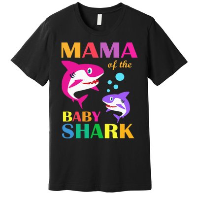 Mama Of The Baby Birthday Shark Mama Shark Mother's Day Premium T-Shirt