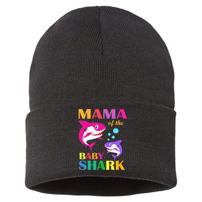 Mama Of The Baby Birthday Shark Mama Shark Mother's Day Sustainable Knit Beanie