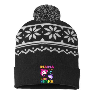 Mama Of The Baby Birthday Shark Mama Shark Mother's Day USA-Made Snowflake Beanie