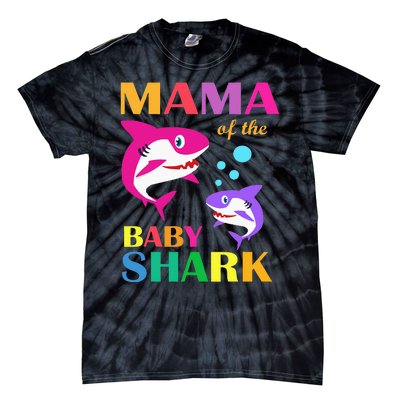 Mama Of The Baby Birthday Shark Mama Shark Mother's Day Tie-Dye T-Shirt