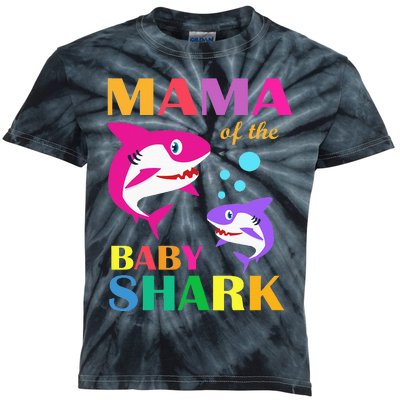 Mama Of The Baby Birthday Shark Mama Shark Mother's Day Kids Tie-Dye T-Shirt