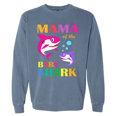 Mama Of The Baby Birthday Shark Mama Shark Mother's Day Garment-Dyed Sweatshirt