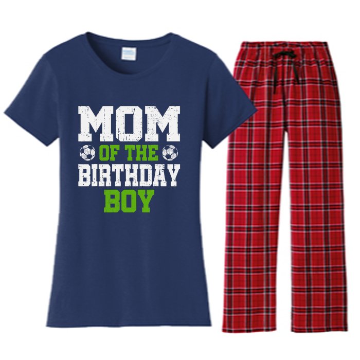 Mom of the Birthday Soccer Player Vintage Women's Flannel Pajama Set