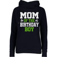 Mom of the Birthday Soccer Player Vintage Womens Funnel Neck Pullover Hood