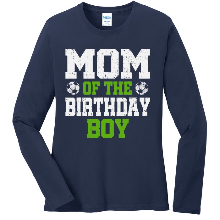 Mom of the Birthday Soccer Player Vintage Ladies Long Sleeve Shirt