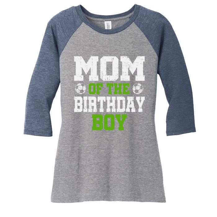 Mom of the Birthday Soccer Player Vintage Women's Tri-Blend 3/4-Sleeve Raglan Shirt