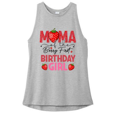 Mama Of The Berry First Birthday Gifts Sweet Strawberry Ladies PosiCharge Tri-Blend Wicking Tank