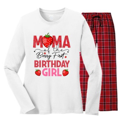 Mama Of The Berry First Birthday Gifts Sweet Strawberry Women's Long Sleeve Flannel Pajama Set 