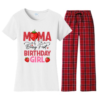 Mama Of The Berry First Birthday Gifts Sweet Strawberry Women's Flannel Pajama Set