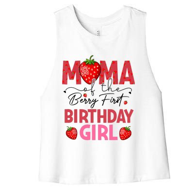 Mama Of The Berry First Birthday Gifts Sweet Strawberry Women's Racerback Cropped Tank