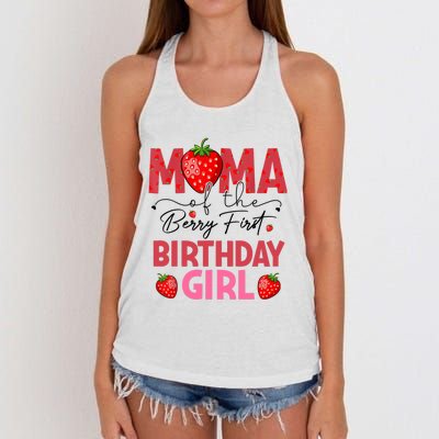 Mama Of The Berry First Birthday Gifts Sweet Strawberry Women's Knotted Racerback Tank