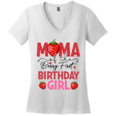 Mama Of The Berry First Birthday Gifts Sweet Strawberry Women's V-Neck T-Shirt