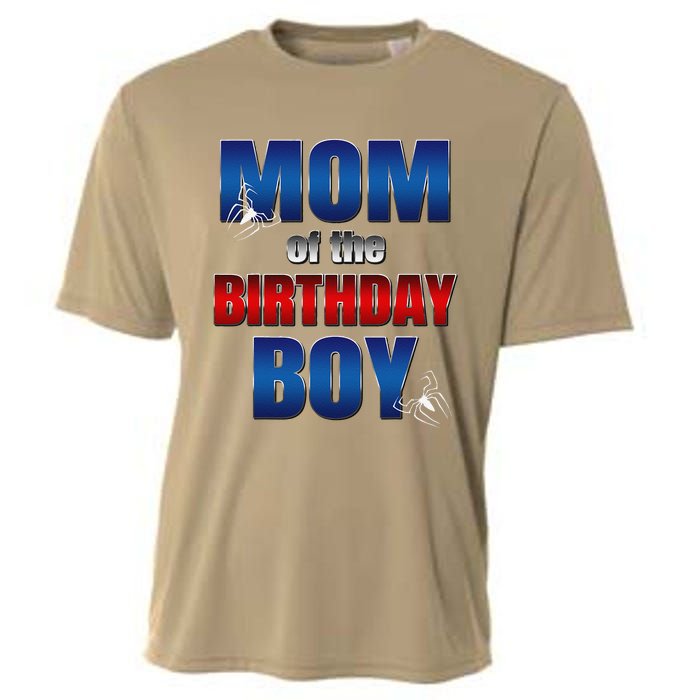 Mom Of The Birthday Spider Web Boy Mom And Dad Family Cooling Performance Crew T-Shirt