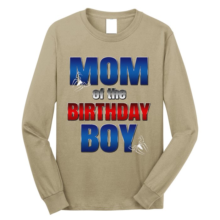 Mom Of The Birthday Spider Web Boy Mom And Dad Family Long Sleeve Shirt