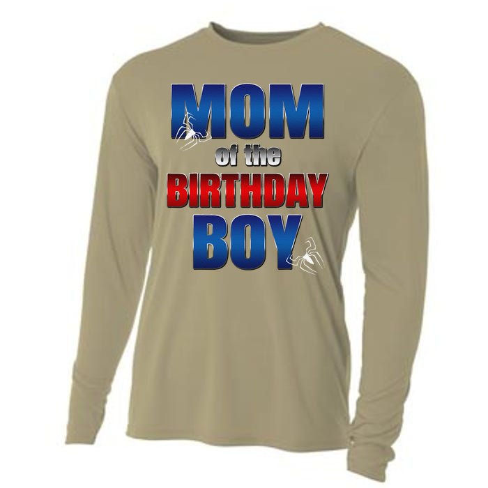 Mom Of The Birthday Spider Web Boy Mom And Dad Family Cooling Performance Long Sleeve Crew