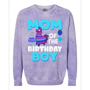 Mom Of The Birthday Boy Llama Mom And Dad Family Party Colorblast Crewneck Sweatshirt