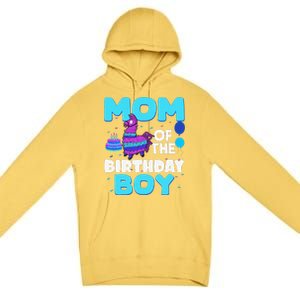 Mom Of The Birthday Boy Llama Mom And Dad Family Party Premium Pullover Hoodie