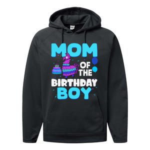 Mom Of The Birthday Boy Llama Mom And Dad Family Party Performance Fleece Hoodie