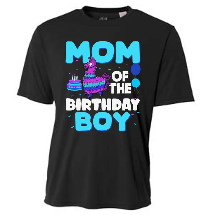 Mom Of The Birthday Boy Llama Mom And Dad Family Party Cooling Performance Crew T-Shirt