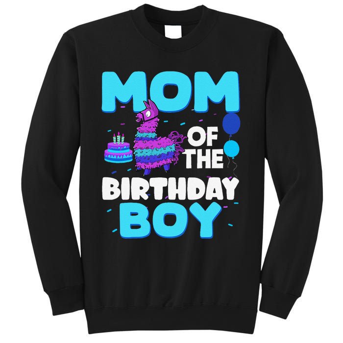 Mom Of The Birthday Boy Llama Mom And Dad Family Party Sweatshirt