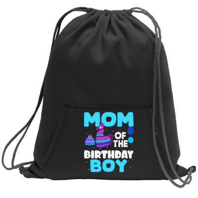 Mom Of The Birthday Boy Llama Mom And Dad Family Party Sweatshirt Cinch Pack Bag