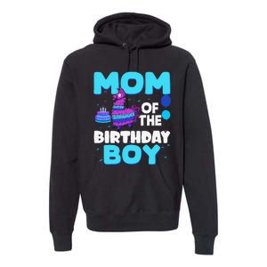 Mom Of The Birthday Boy Llama Mom And Dad Family Party Premium Hoodie