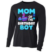 Mom Of The Birthday Boy Llama Mom And Dad Family Party Cooling Performance Long Sleeve Crew