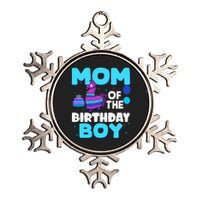 Mom Of The Birthday Boy Llama Mom And Dad Family Party Metallic Star Ornament