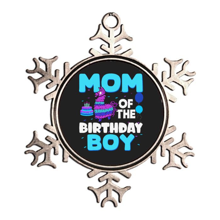 Mom Of The Birthday Boy Llama Mom And Dad Family Party Metallic Star Ornament