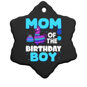 Mom Of The Birthday Boy Llama Mom And Dad Family Party Ceramic Star Ornament