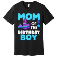 Mom Of The Birthday Boy Llama Mom And Dad Family Party Premium T-Shirt