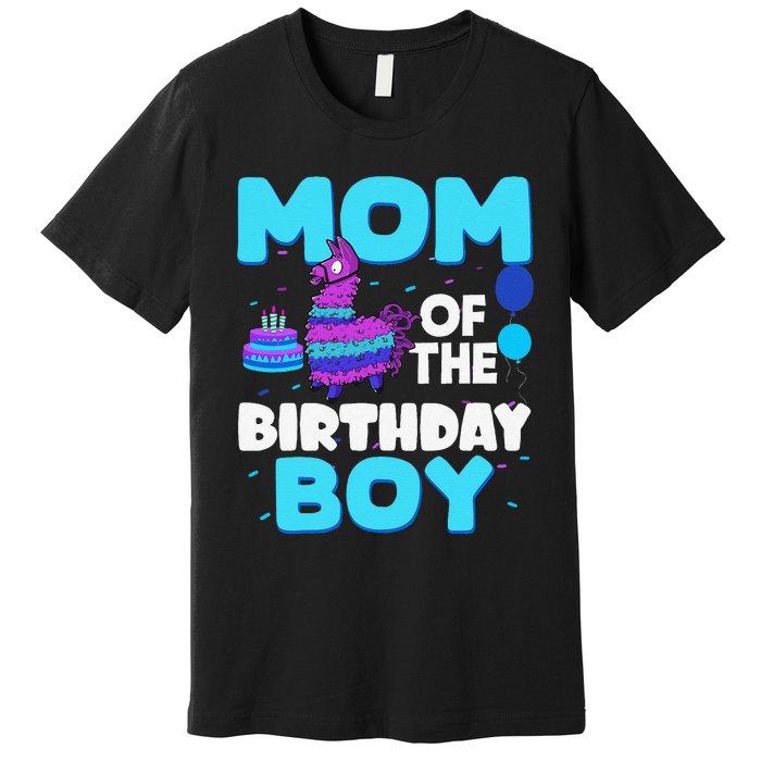 Mom Of The Birthday Boy Llama Mom And Dad Family Party Premium T-Shirt