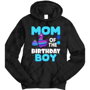 Mom Of The Birthday Boy Llama Mom And Dad Family Party Tie Dye Hoodie