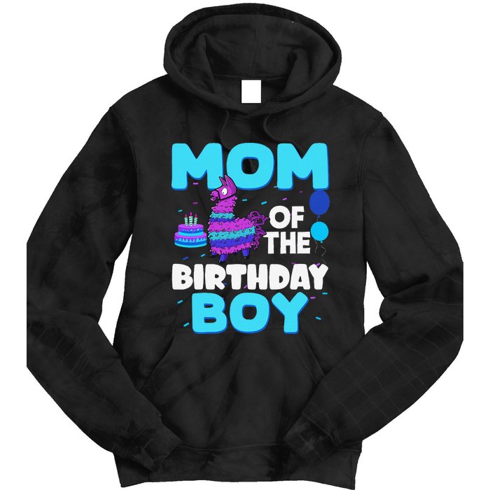 Mom Of The Birthday Boy Llama Mom And Dad Family Party Tie Dye Hoodie