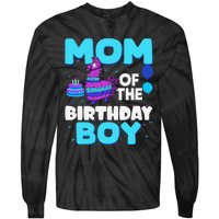 Mom Of The Birthday Boy Llama Mom And Dad Family Party Tie-Dye Long Sleeve Shirt