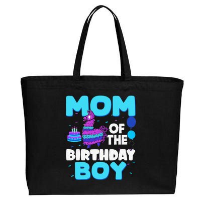 Mom Of The Birthday Boy Llama Mom And Dad Family Party Cotton Canvas Jumbo Tote