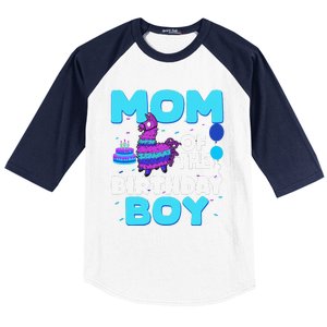 Mom Of The Birthday Boy Llama Mom And Dad Family Party Baseball Sleeve Shirt