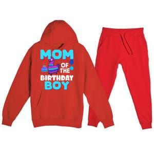 Mom Of The Birthday Boy Llama Mom And Dad Family Party Premium Hooded Sweatsuit Set