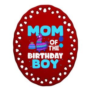 Mom Of The Birthday Boy Llama Mom And Dad Family Party Ceramic Oval Ornament