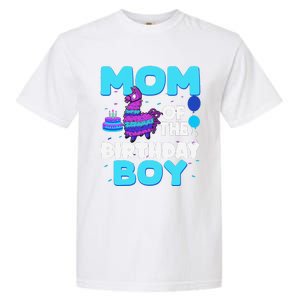 Mom Of The Birthday Boy Llama Mom And Dad Family Party Garment-Dyed Heavyweight T-Shirt