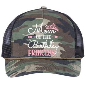 Mom Of The Birthday Princess Matching Family Mother's Day Retro Rope Trucker Hat Cap