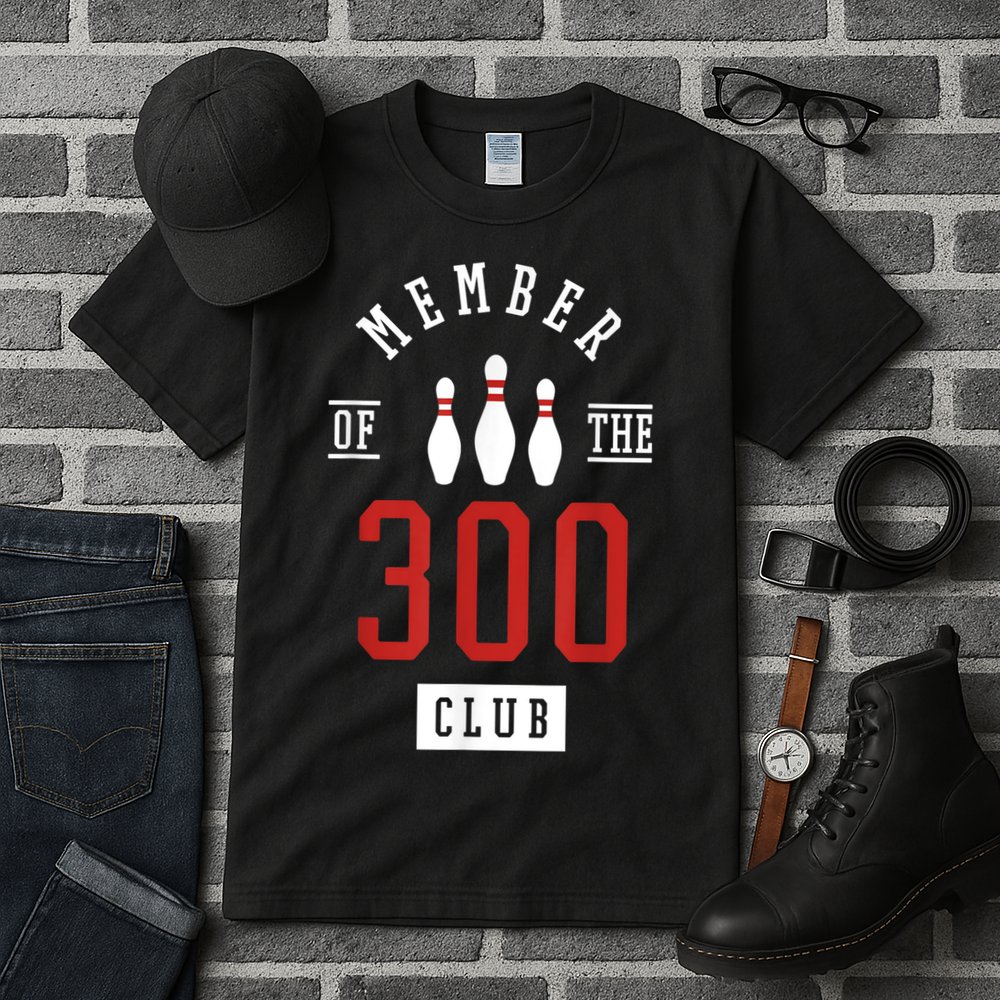 Member Of The 300 Club Bowling Ball Strike Pins Tall T-Shirt